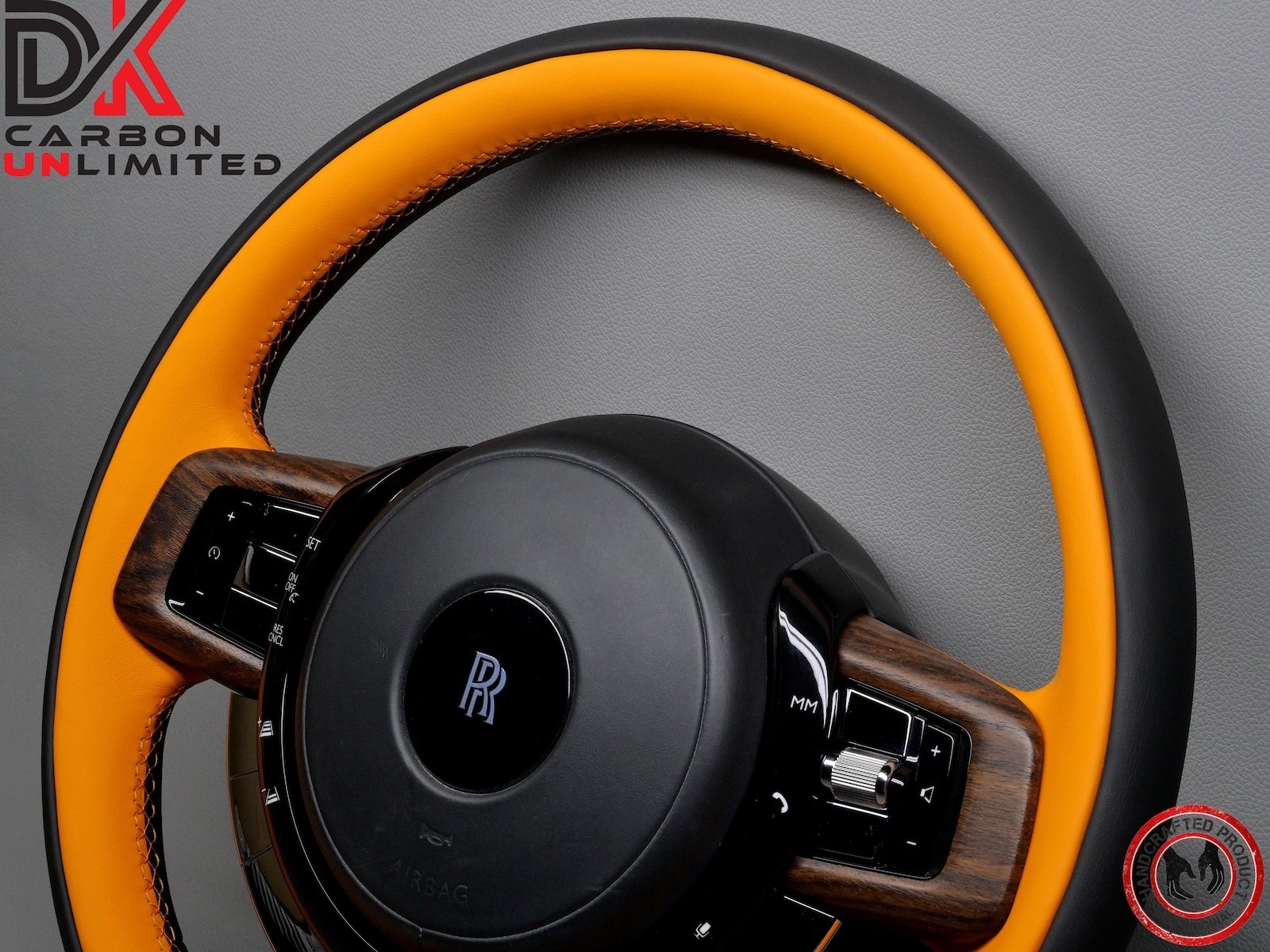 Rolls Royce Ghost Thick Rimmed 2 Tone Black Napa Mandarin Stitch Steering Wheel