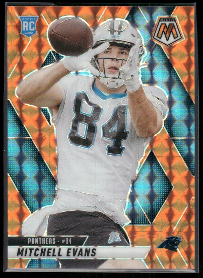 2025 Panini Mosaic Mitchell Evans Mosaic Orange #/199 RC Carolina Panthers #344