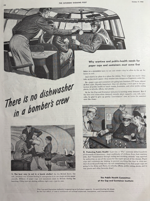 #ad 1942 Public Health Committee Cups Container Bombers Crew Shelter VTG Print Ad $14.49