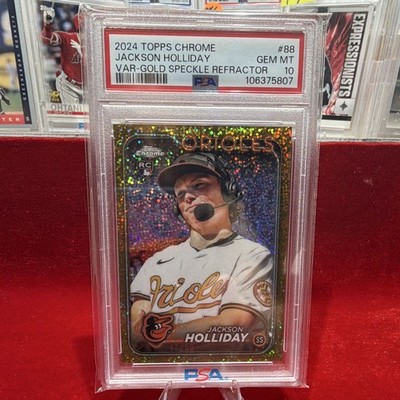 #47/50 Jackson Holliday RC Topps 2024 Chrome #88 Image Var Gold Speckle PSA 10