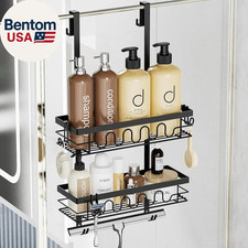 Over the Door Shower Caddy Hanging, 3-In-1 Rustproof Shower Organizer for Glass