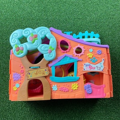 Vgt Littlest Pet Shop 2007 Playhouse Lot w/ 4 Pets Panda Deer Monkey Hasbro LPS