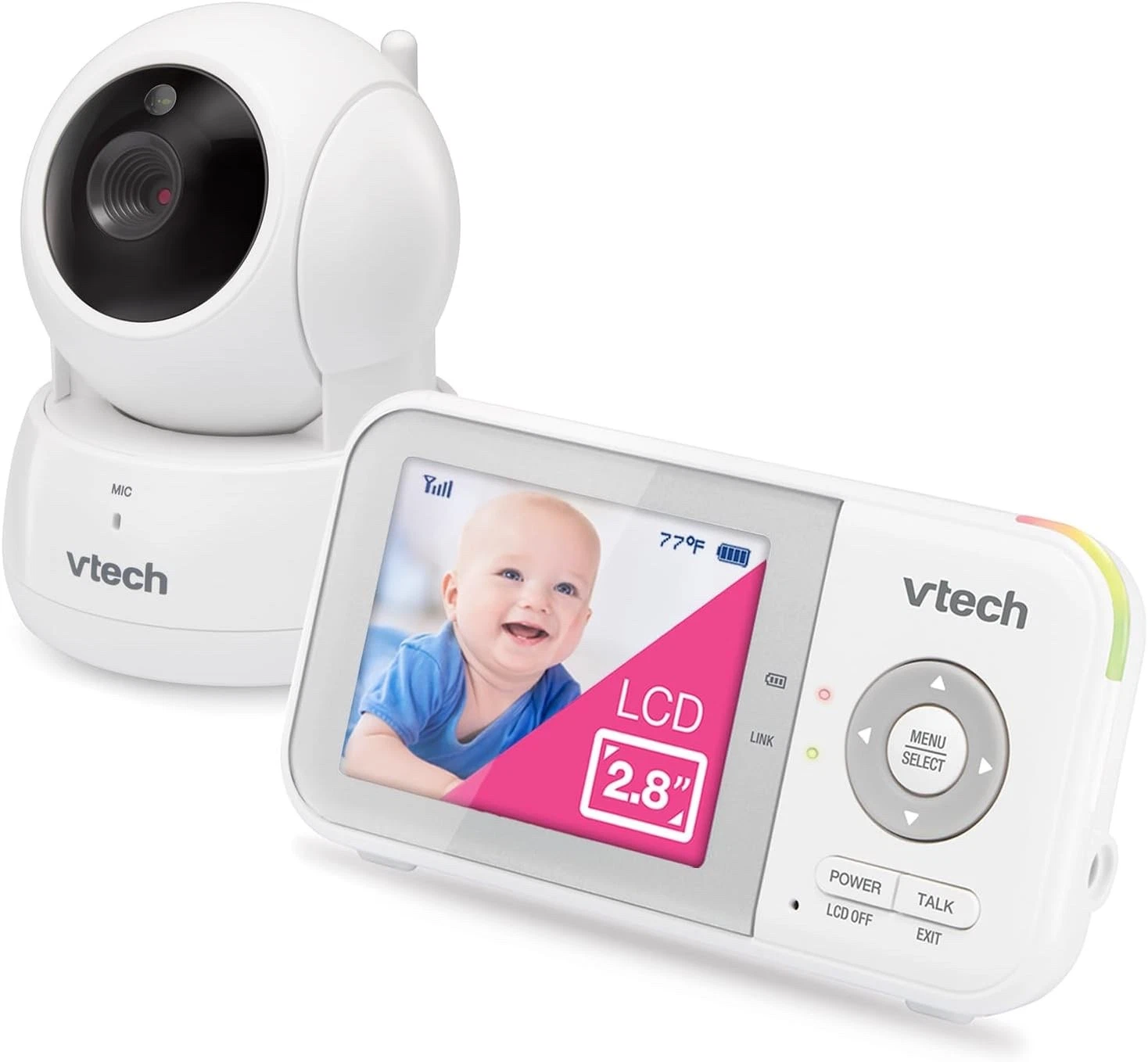 Vtech Vm923 Baby Monitor, 2.8” Screen, Pan-tilt-zoom, 1000ft Long Range, Night