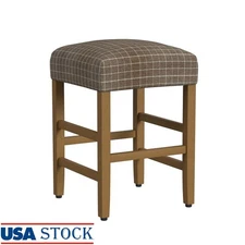 Backless Upholstered Counter Stool Comfortable Cushion Indoor Seating Easy Clean