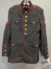 USMC Mens Poly/Wool Dress Blues Coat Military Jacket Size 39L Based On Measures