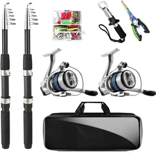 Telescopic Fishing Rod and Reel Combo Set, 2PCS Collapsible Fishing Poles, Fishi