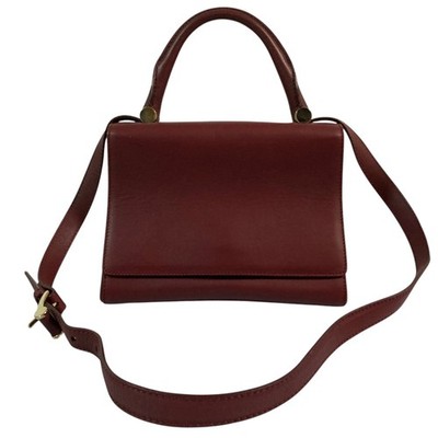 Max Mara Leather 2-Way Handbag/Shoulder Bag, Bordeaux Women USED