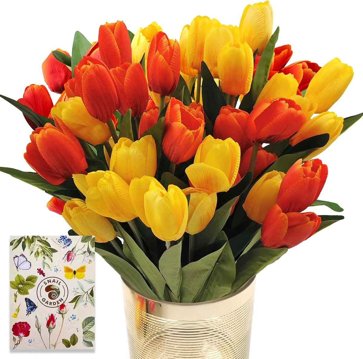 Tulipani Artificiali, 12 Pezzi Fiori Finti di Tulipani, Artificiale Tulipani in Lattice, Artificiali Tulipani con Foglie, for Matrimonio, Festa, Composizioni Floreali, Bouquet da Sposa (Bianco