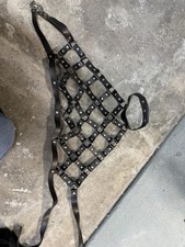 Black Faux Leather Harness Set with Metal Hardware, Unisex, One Size