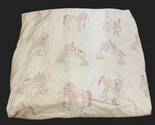 Pottery Barn Kids Laura Horse Fitted  Sheet Twin Equestrian 100% Organic Cotton