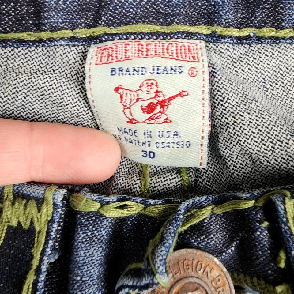 Pantalones de mezclilla True Religion para hombre 30 azules Joey Super T puntada gruesa corte boot occidental Foto 2 de 4