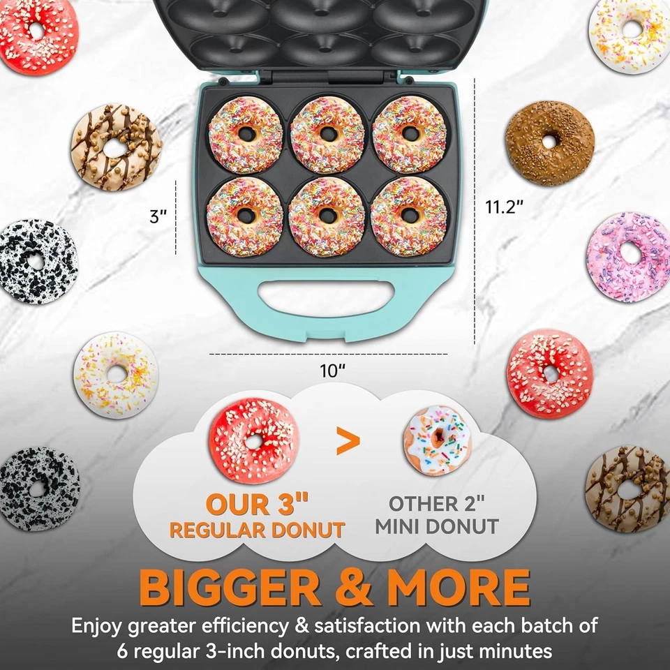 Máquina para hacer donas mini 6x3", ideal para niños y fiestas, color aqua Foto 2 de 4