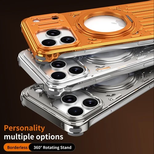 For iPhone 17/16/15 Pro Max Air Metal+TPU Case Mag Safe Stand Heat Dissipation - Picture 4 of 16