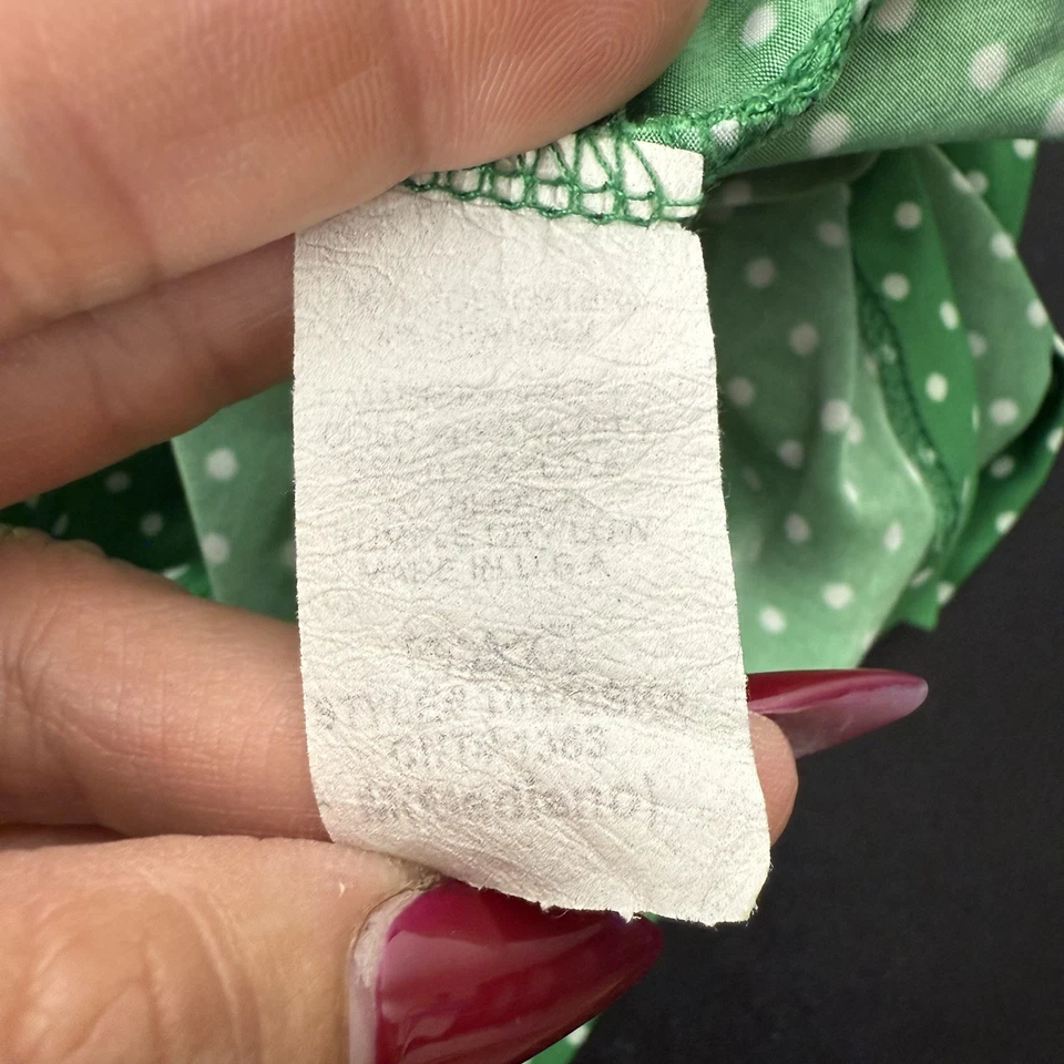 复古 y2k 尺寸 M 领带前上衣绿色圆点甜心颈部弹力海报 Mod — 第 4/4 张图片