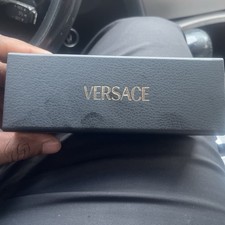 Versace Women's Geometric Sunglasses Clear Plastic Frame Gray Tinted Lenses