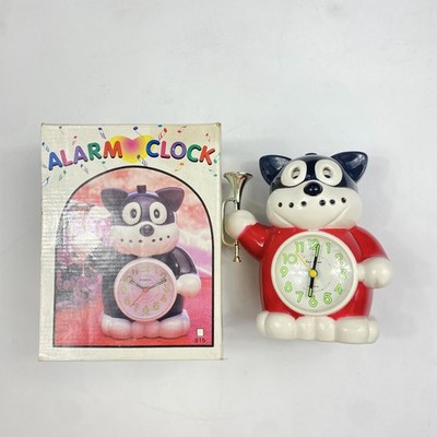 Vintage Norakuro Alarm Clock Cat Novelty Trumpet Japanese Retro