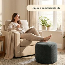 Round Pouf Ottoman Foam Fill Round Foot Rest 20"x14" Footstool for Living Room