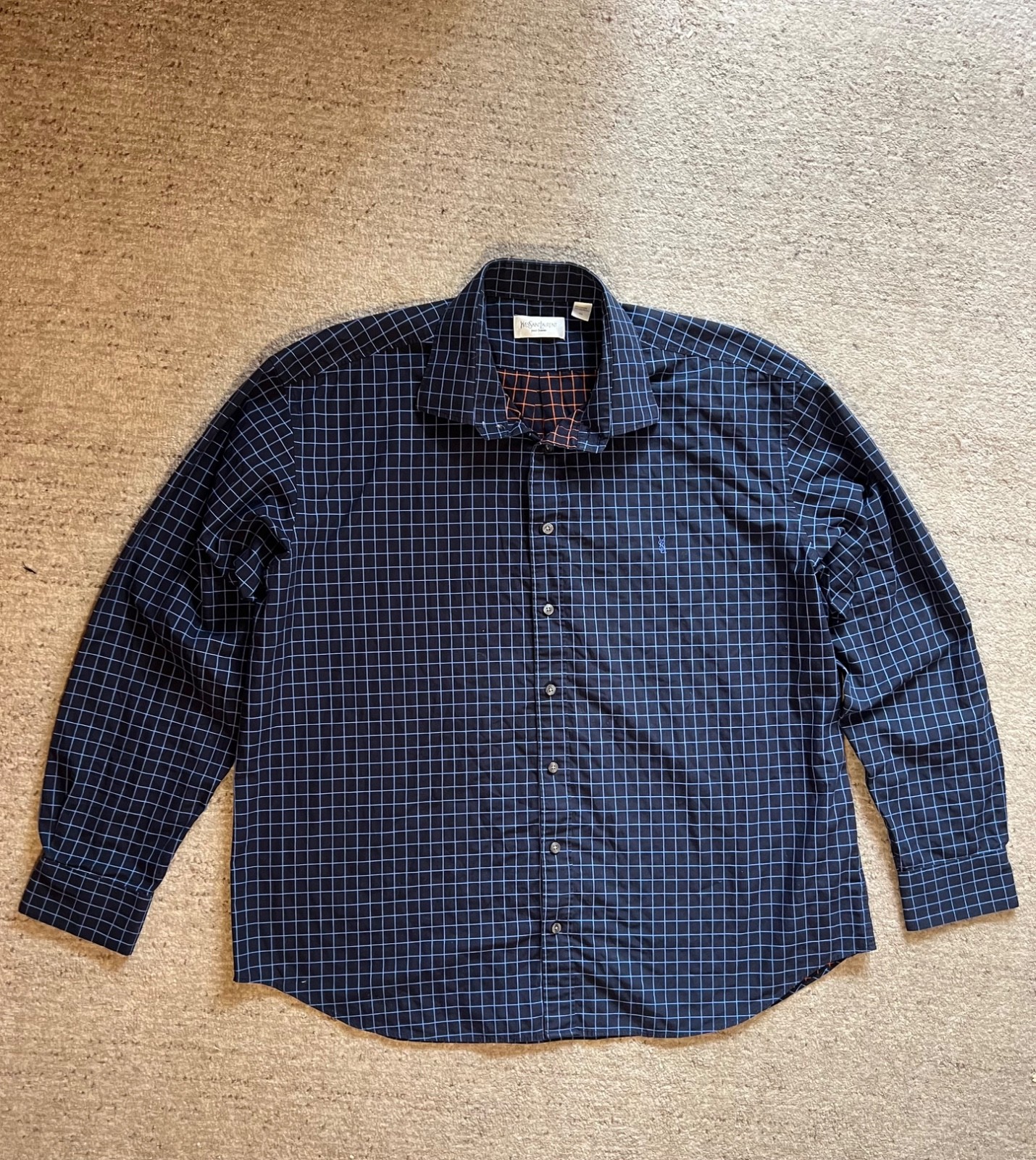 Camicia uomo YSL Yves Saint Laurent XXL cotone a quadri con bottoni