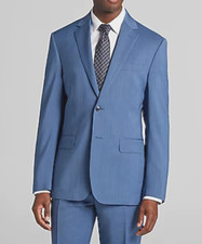 2025 JOS A BANK Bright Blue Nailhead Full Suit 42S Wool Tailored Slim Fit