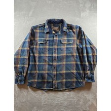 Orvis Big Bear Flannel Shirt Shackets Mens L Plaid Pockets Fits Short 1312517