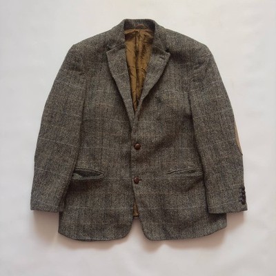 Barutti x Harris Tweed Blazer Jacket Mens 44S EU 54S Brown Herringbone