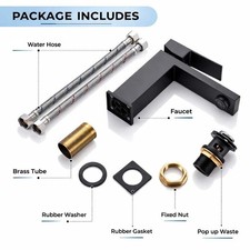 Black Bathroom Basin Mixer Tap Mono Sink Tap Modern Stainless Steel + Waste UK