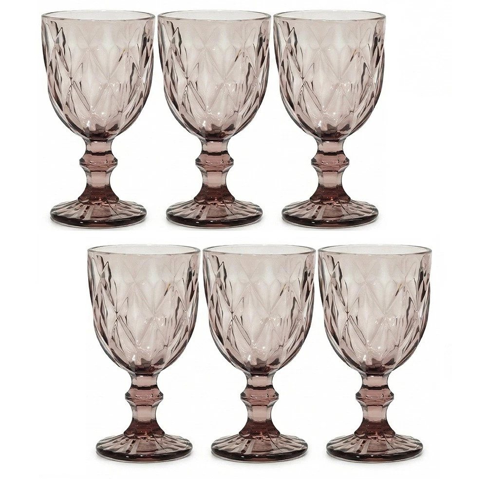 48 Calici Da Vino Vintage In Plastica Colorata Con Rilievi - Bicchieri Eleganti Per Matrimoni, Feste E Baby Shower, Capacità 220 Ml, Colore Blu - 2