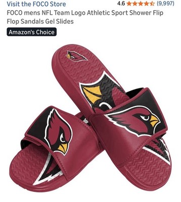 New! FOCO NFL Arizona Cardinals Men's Sz 9-10 (Med) Sport Slide Sandals