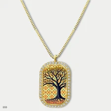 Stunning Colorful Tree of Life Pendant Necklace Chain Photo Dog Tag Chain Gift D