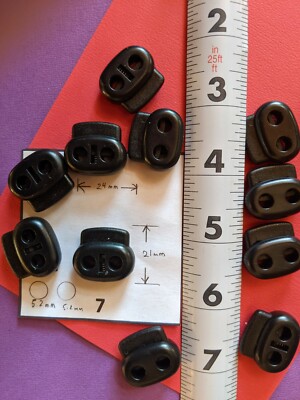 BLACK Double Spring Loaded  Cord Locks ---  BLACK Bean / Pumpkin Toggle 10 Pack 