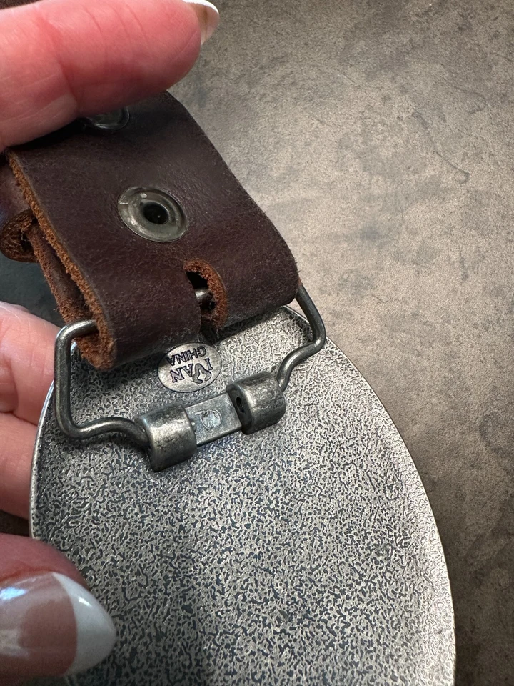 CINTURÓN IVAN METAL LUNARES HEBILLA CUERO MARRÓN CINTURÓN MUJER TALLA M Foto 2 de 4