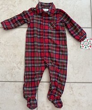 Little Me 9 Mo Boy Holiday Christmas Sleeper NWT Plaid Red Green White  Blue.