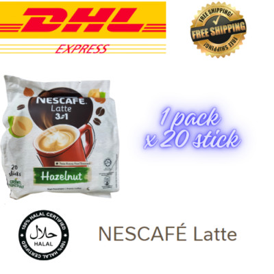 New 1 Pack (20 Sticks x 24g) NESCAFE 3-in-1 Latte Hazelnut DHL EXPRESS