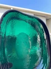 Vintage Blenko Amorphous Freeform Green Amoeba Glass Ashtray Candy Dish Bowl