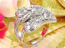 BAGUE DIAMANT CZ Plaqué Or Blanc 18 K.