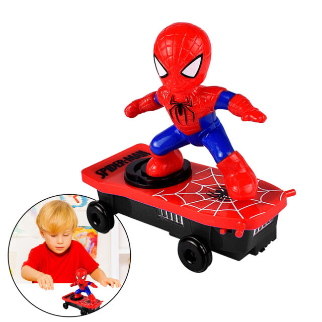 Electric Spiderman Skateboard Light Music 360° Rotation Tumbler Kids Toy Gift