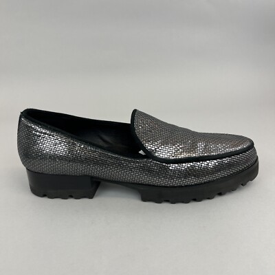 Donald Pliner Elen Metallic Leder Slipper Arbeit Elegant Halbschuhe Schuhe US10 UK8