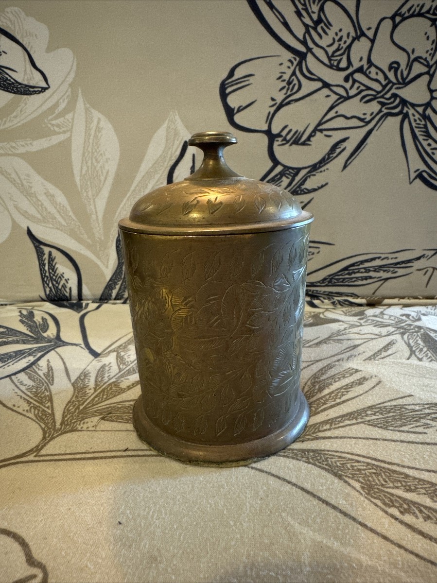 Vintage Etched Copper Humidor for Tobacco
