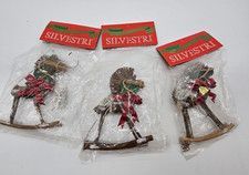 Silvestri Rocking Horse Christmas Ornament Lot of 3 Wooden Holiday Ornaments