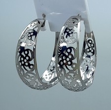 Classic Round Wide Cutout Band Lightweight Gorgeous silver Hoop fashion Earrings