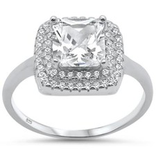 Princess Cut Cubic Zirconia Engagement .925 Sterling Silver Ring