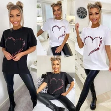 Womens Ladies Butterfly Print Short Sleeve Fashion Baggy Oversized Top T Shirt