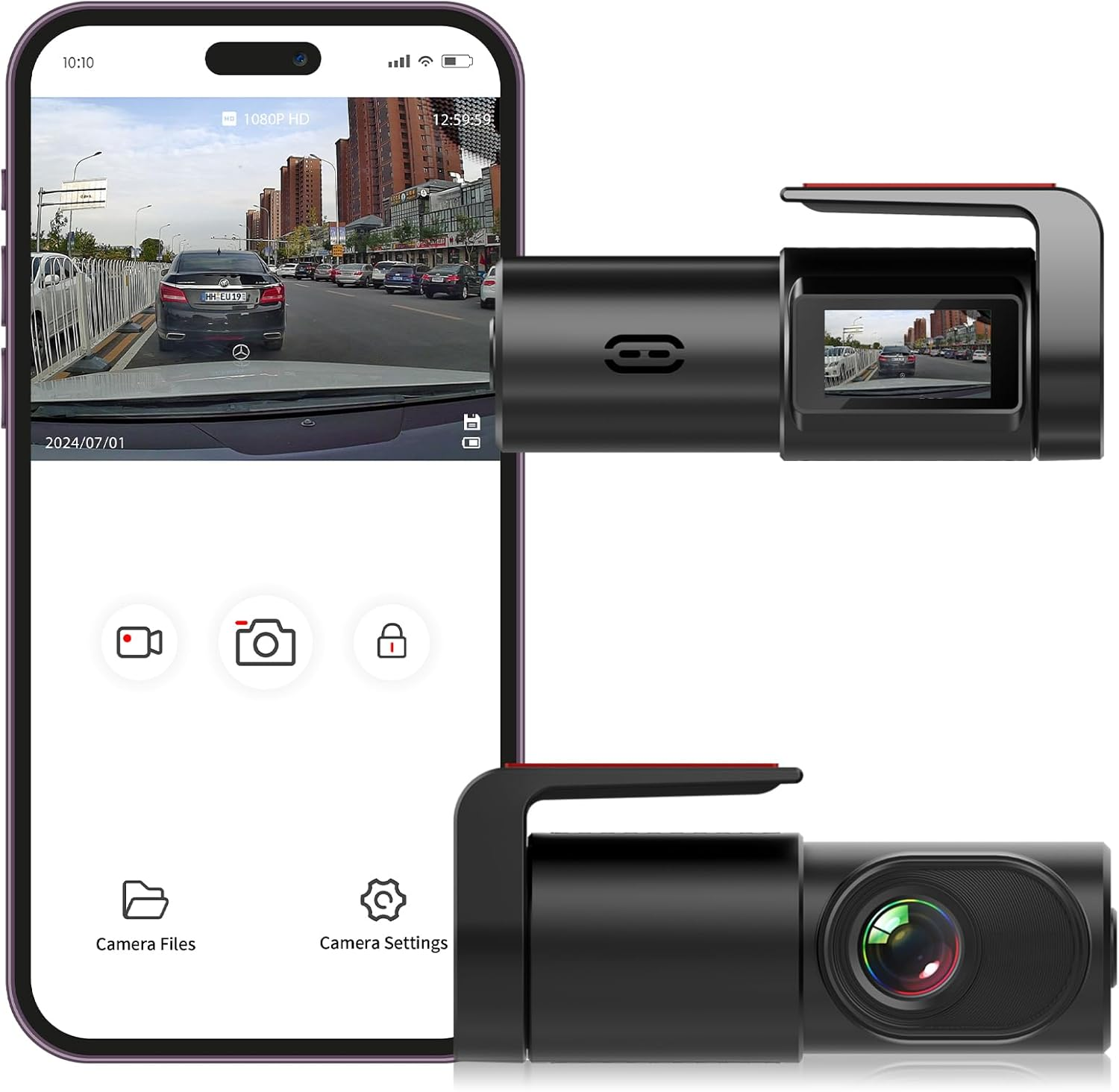 1080P WiFi Dash Cam with Night Vision and App for Cars