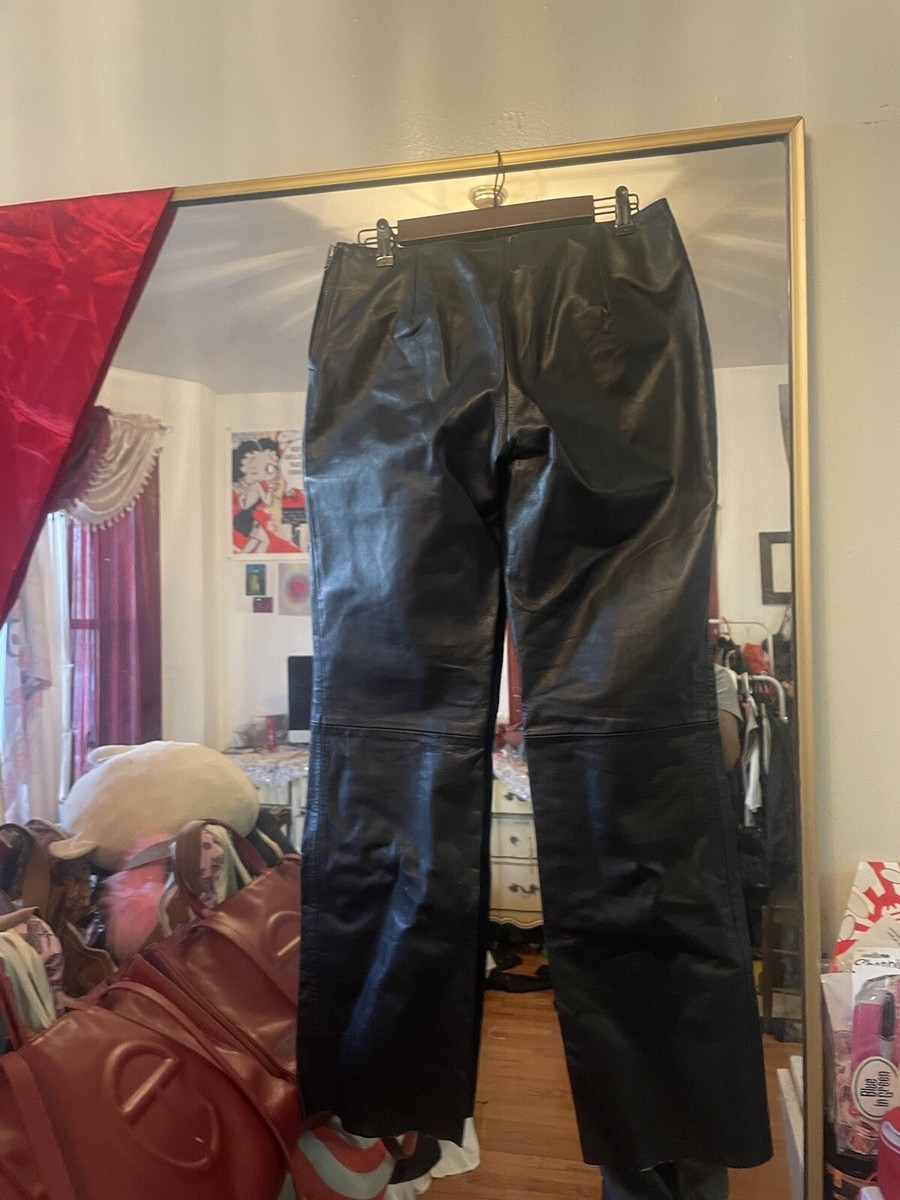 VINTAGE Black 100% Leather Flare Leg Pants Tag Sz 10 | eBay