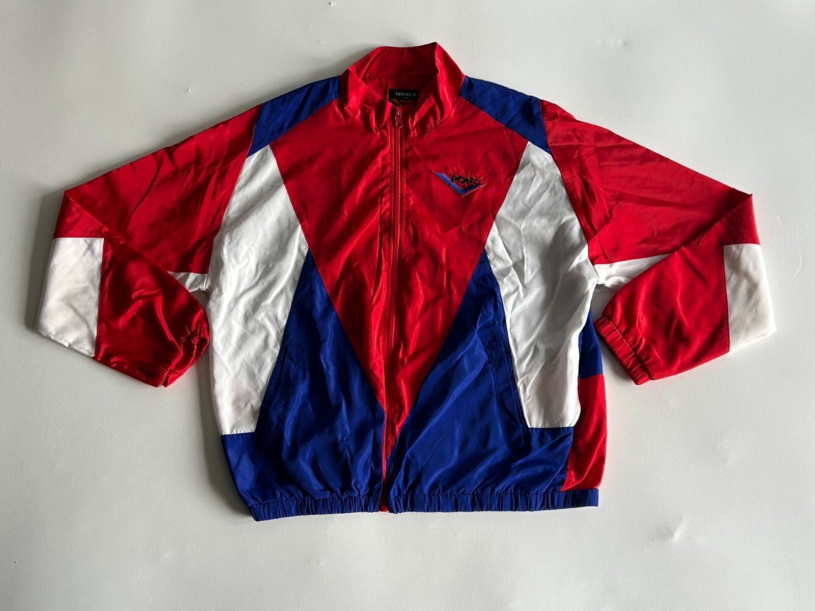 Giacca a vento Forever 21 Pony uomo XL multicolore blocco manica lunga full zip