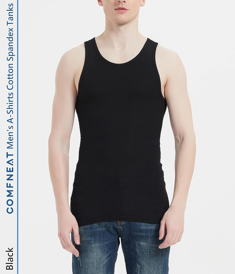 Men'S 6-Pack A-Shirts Tight Fit Tank Tops Cotton Spandex Undershirts | eBay