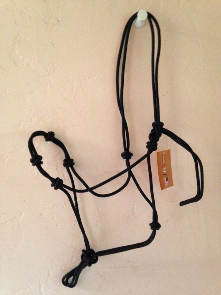 Bit Less Rope Halter 4 Knot Braided Cowboy Rope Halter Nat Horsemanship Training Bitless ...