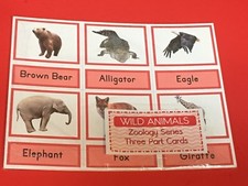 Wild Animals - Zoology Series - Montessori 3 Part Card - PRINTED 30 DIY Sets