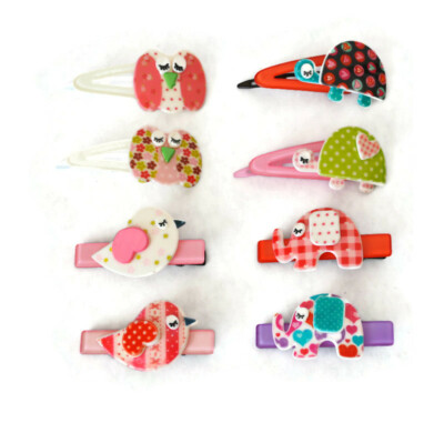 Bunte Mädchen Retro Acryl Haarspangen Set Elefant Schildkröte Eule Vogel süß