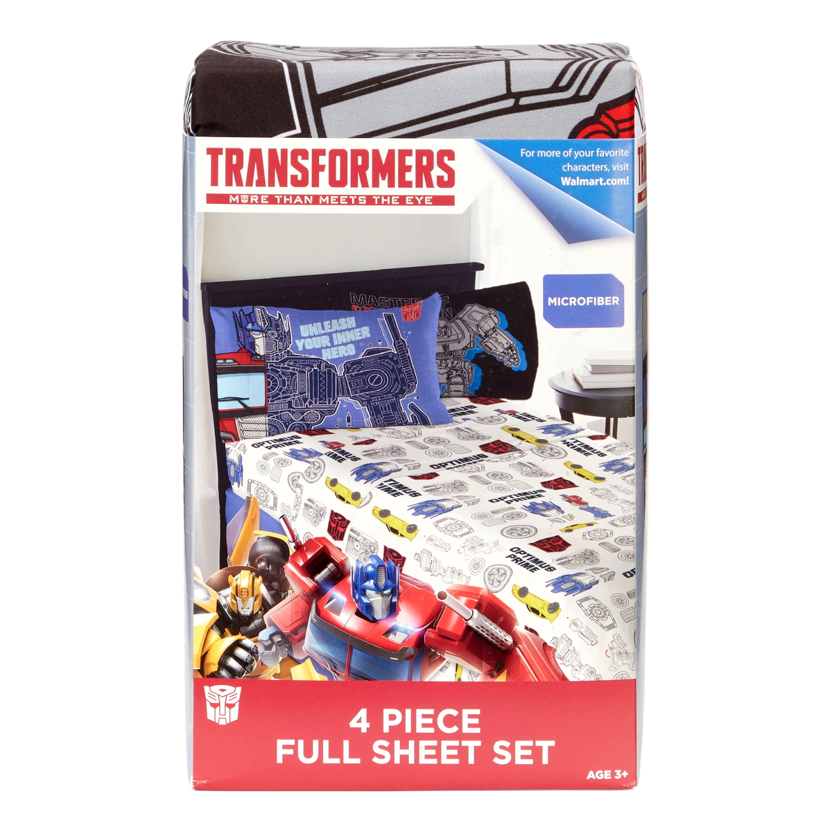 80' Transformers flat sheetsトランスフォーマーシーツ TRANSFORMERS 4pc Full Sheet Set 1 Fitted 1 Flat Sheet 2 Pillowcase